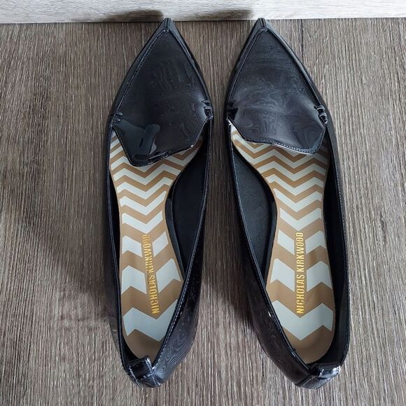 NICHOLAS KIRKWOOD Beya Black Patent Leather Pointed Flat 42 - Picture 6 of 11
